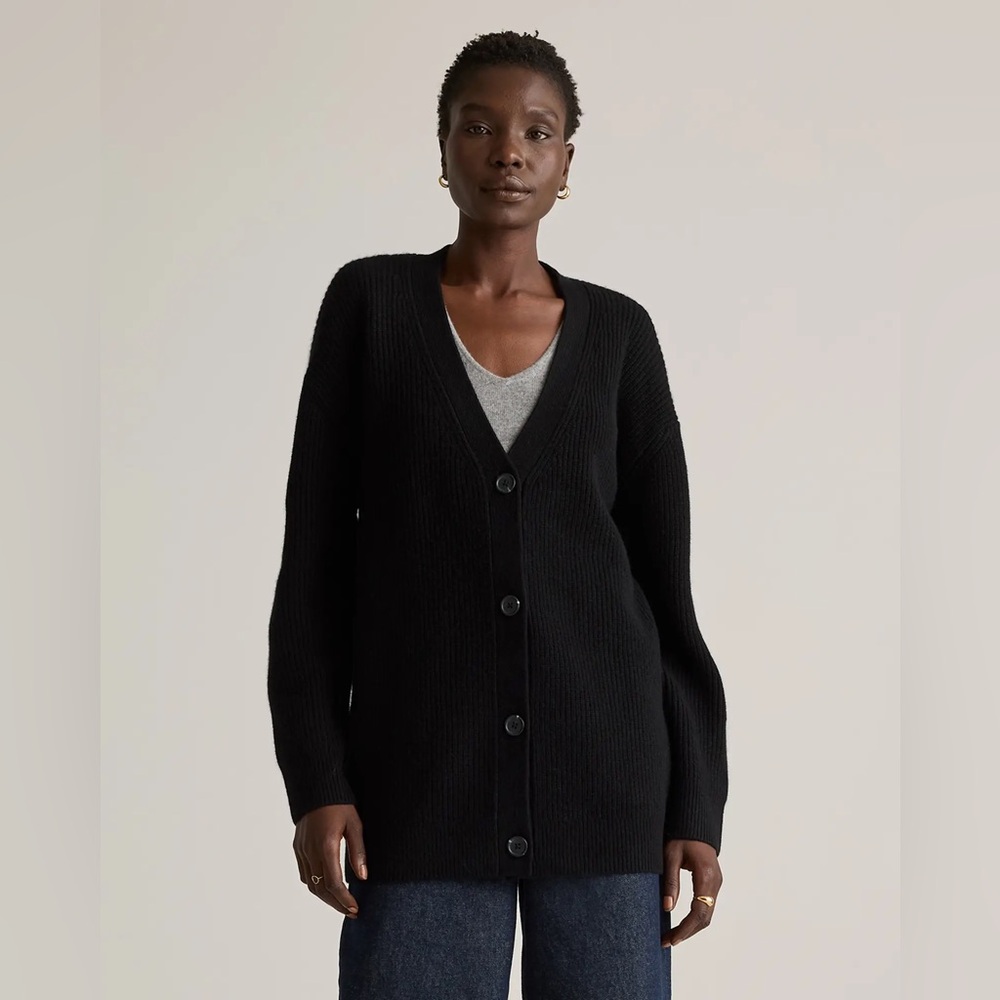 Quince Mongolian Cashmere Boyfriend Cardigan Sweater L